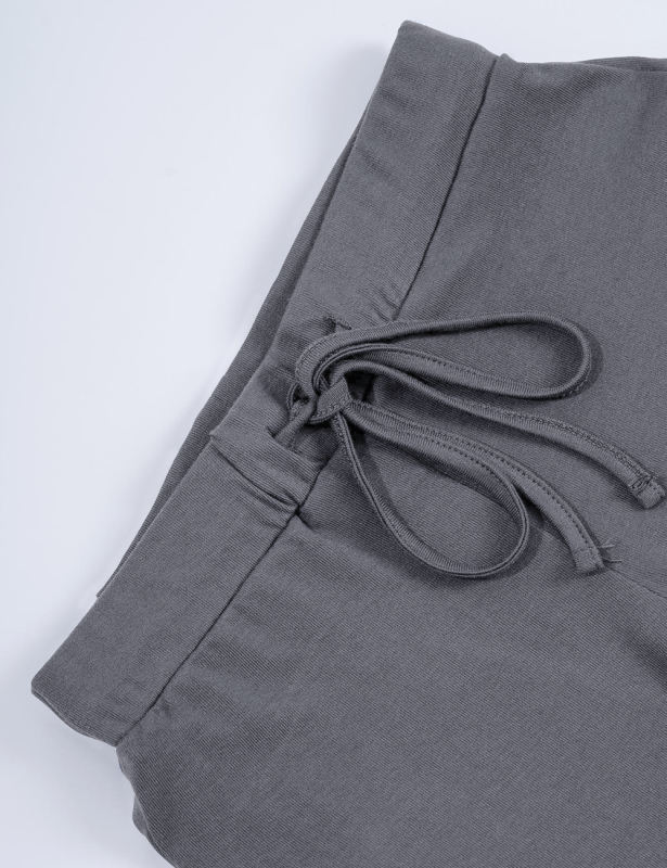 Dark Gray Short Sleeve Top and Drawstring Pant Lounge Set