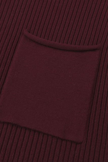 Mineral Red Patch Pocket Ribbed Knit Short Sleeve Sweater