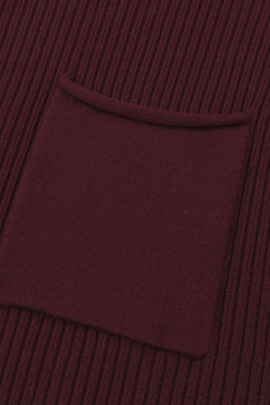 Mineral Red Patch Pocket Ribbed Knit Short Sleeve Sweater