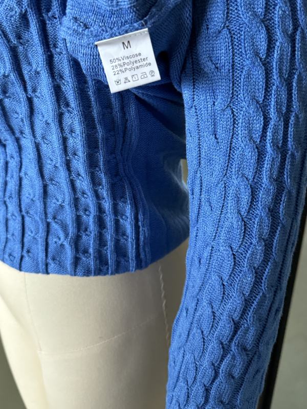 Blue Cut-out Crewneck Cable Knit Bodyson Sweater Dress