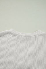 White Solid Color Ribbed Button up Tunic Cardigan