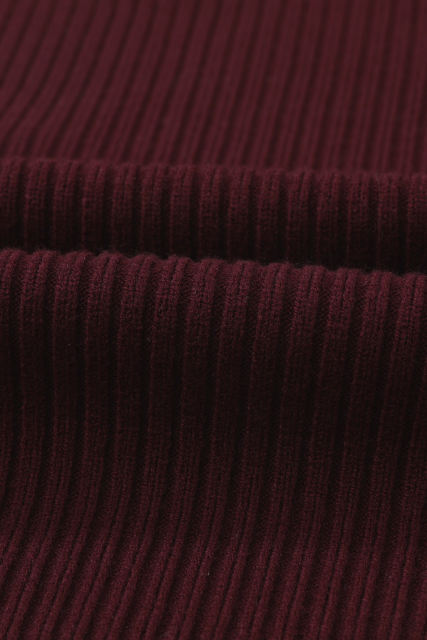 Mineral Red Patch Pocket Ribbed Knit Short Sleeve Sweater