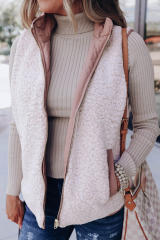 Pink Fleece Lined Quilted Vest Jacket