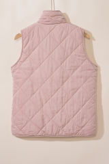 Pink Fleece Lined Quilted Vest Jacket