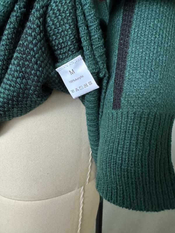 Green Checkered Print Round Neck Sweater Dress