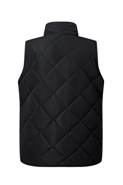 Black Fleece Lined Quilted Zip up Vest Coat