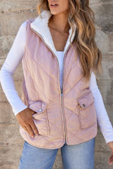 Pink Fleece Lined Quilted Vest Jacket