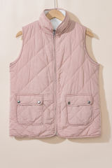 Pink Fleece Lined Quilted Vest Jacket