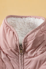 Pink Fleece Lined Quilted Vest Jacket