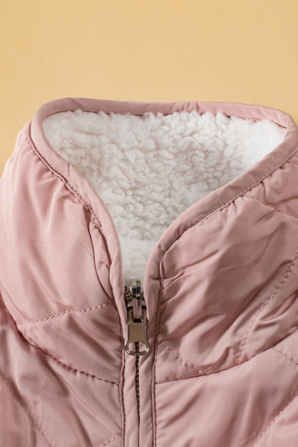 Pink Fleece Lined Quilted Vest Jacket