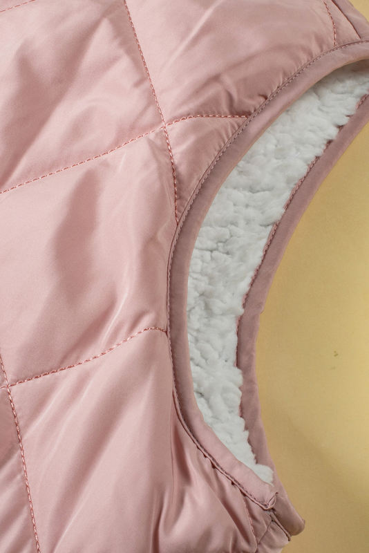 Pink Fleece Lined Quilted Vest Jacket