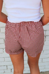 Red Plaid Gingham Printed High Waist Shorts