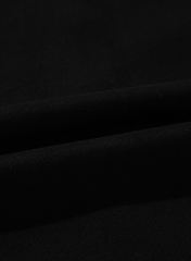 Black Solid Seamed Zipper Jacket and Drawstring Waist Pants Set