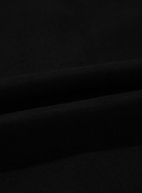 Black Solid Seamed Zipper Jacket and Drawstring Waist Pants Set