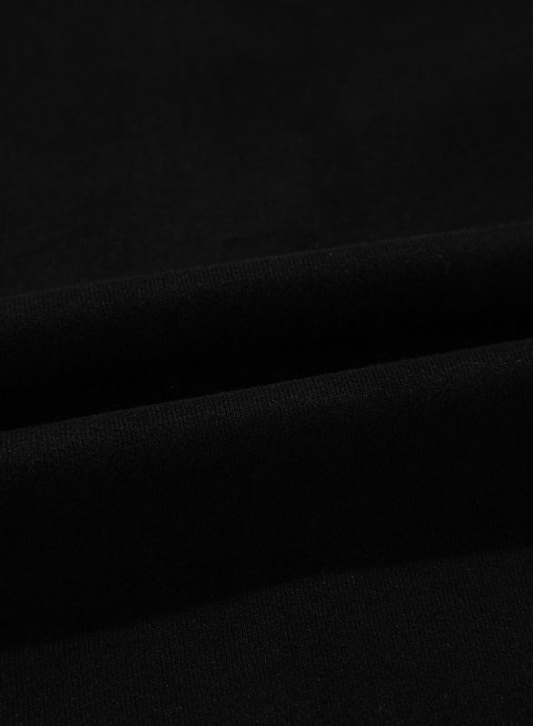 Black Solid Seamed Zipper Jacket and Drawstring Waist Pants Set
