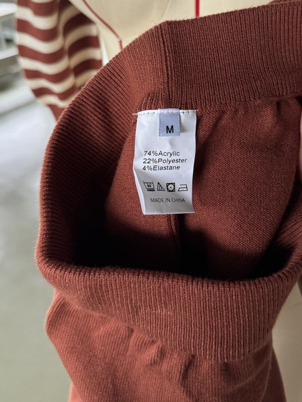 Brown Striped Contrast Split Sweater and Straight Leg Pant Set