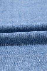 Beau Blue Wide Strap Button Front Pocketed Denim Mini Dress