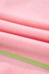 Pink Rainbow Stripes Drop Shoulder Baggy Henley Sweater