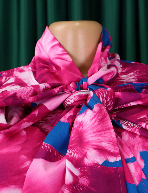 Rose Flounce Sleeve Floral Blouse and Wide Leg Pant Set