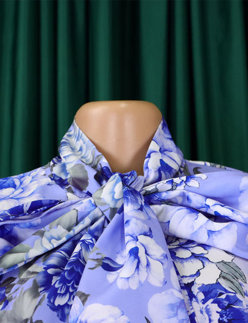 Blue Flounce Sleeve Floral Blouse and Wide Leg Pant Set