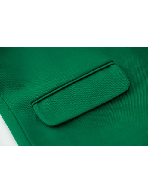 Green Solid Color Lapel Collar Blazer Coat