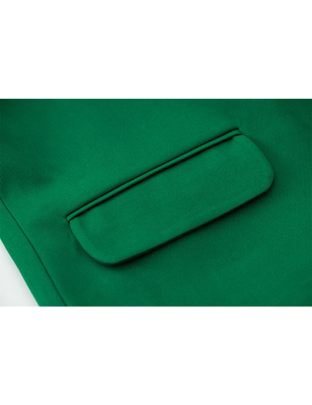 Green Solid Color Lapel Collar Blazer Coat