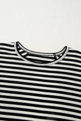 Black Stripe Batwing Sleeve Crewneck Oversized Top