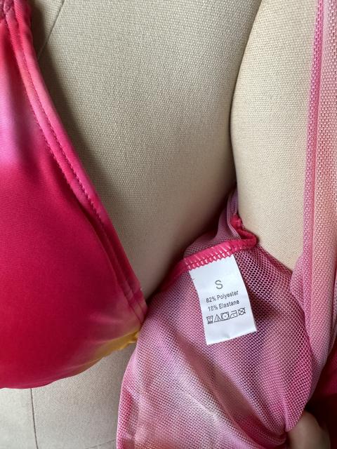 Rosy Abstract Print 3pcs Bikini and Beach Cover Set