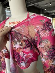 Leopard Floral Print 3pcs Bikini and Beach Cover Set