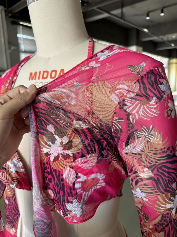 Leopard Floral Print 3pcs Bikini and Beach Cover Set