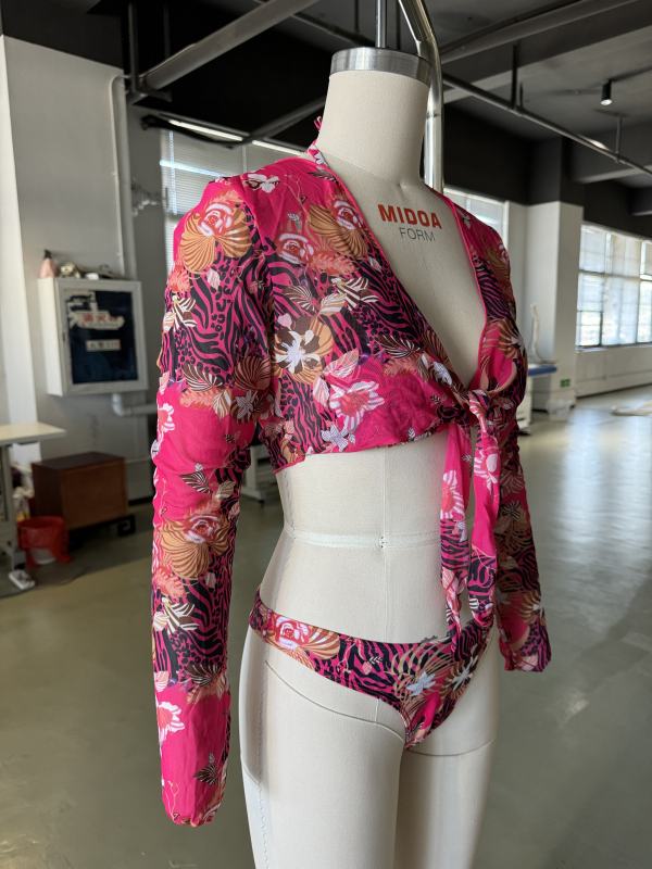 Leopard Floral Print 3pcs Bikini and Beach Cover Set