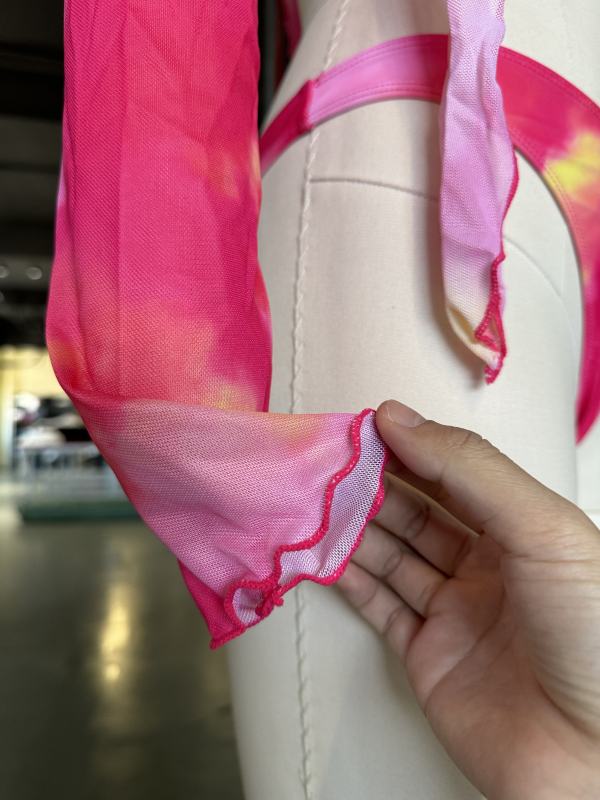 Rosy Abstract Print 3pcs Bikini and Beach Cover Set