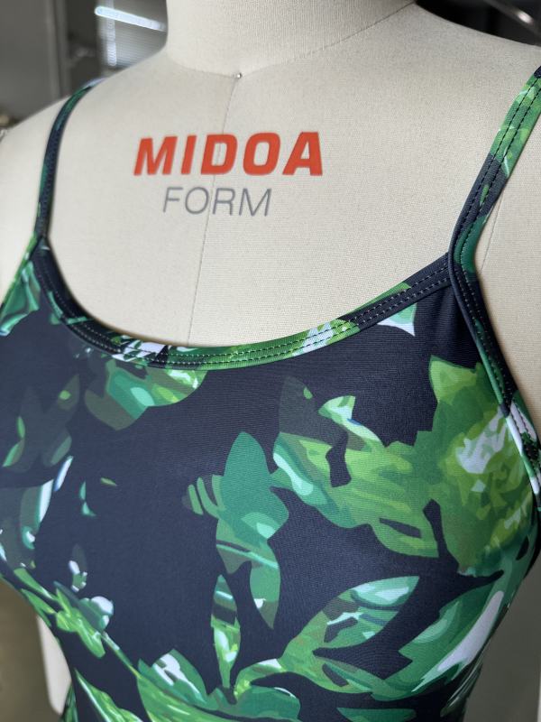 Green Printed Criss-cross Back One Piece Swimsuit