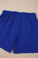 Sky Blue Jacquard Textured Buttoned Tee and Shorts Set