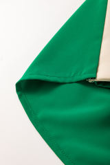 Green Oversized Color Block Boat Neck Tunic Blouse