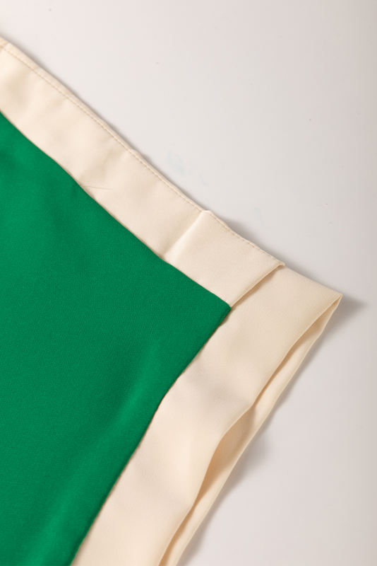 Green Oversized Color Block Boat Neck Tunic Blouse