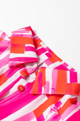 Pink Abstract Print Batwing Sleeve Casual Shirt