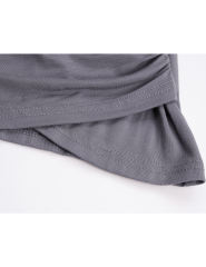 Gray Solid V Neck Slim Fit Short Sleeve Top