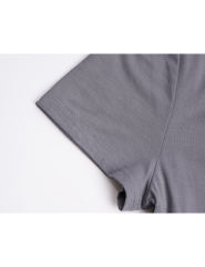 Gray Solid V Neck Slim Fit Short Sleeve Top