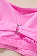 Rose O-ring Joint Leafy Print High Waist Monokini