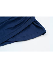 Navy Blue Solid V Neck Slim Fit Short Sleeve Top