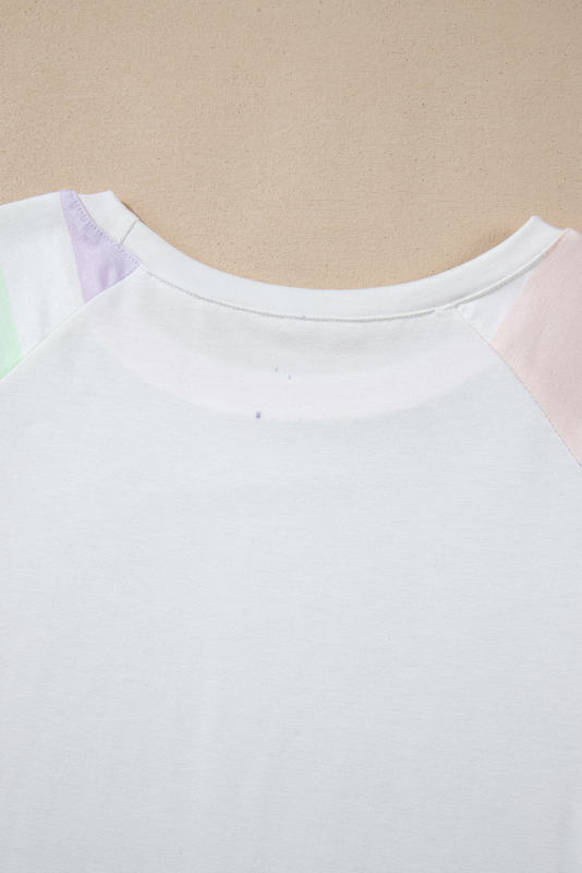 White Rainbow Striped T Shirt and Shorts Set