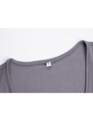 Gray Solid V Neck Slim Fit Short Sleeve Top