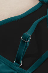 Sea Green Drawstring Tummy Control Mix-and-match 2pcs Tankini Swimsuit