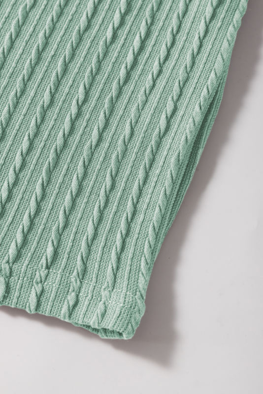 Moonlight Jade Solid Color Textured Flutter Sleeve Top