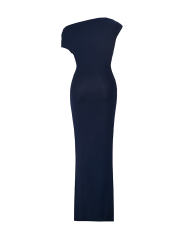 Navy Blue Ruched Off Shoulder Maxi Bodycon Dress