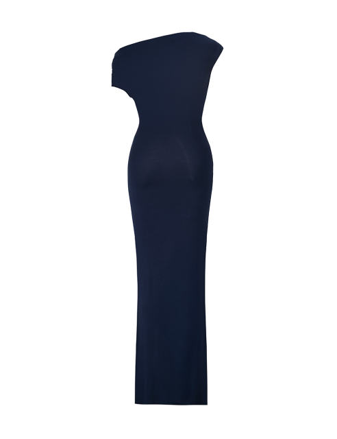 Navy Blue Ruched Off Shoulder Maxi Bodycon Dress