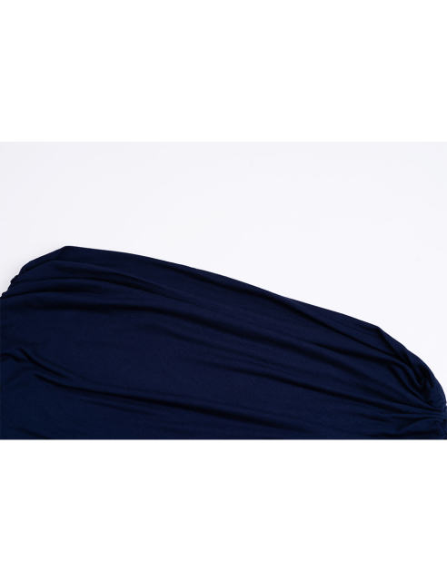 Navy Blue Ruched Off Shoulder Maxi Bodycon Dress