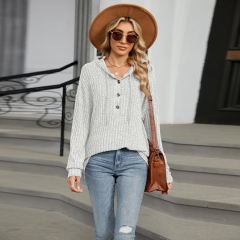 Light Grey Solid Color Loose Fit Drawstring Hoodie