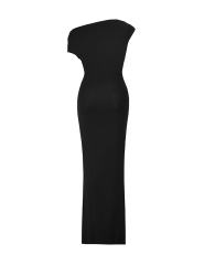 Black Ruched Off Shoulder Maxi Bodycon Dress